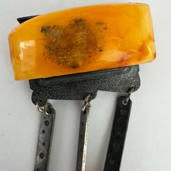 VINTAGE Baltic White Butterscotch Amber Silver Necklace Shantel USSR Soviet - Picture 15 of 15